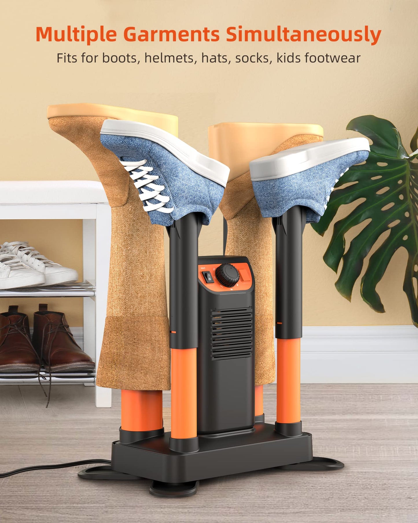 Boot Dryer Shoe Dryer, Glove Dryer & Boot Warmer with Heat Blower, Ski Boot Dryer with Adjustable Tubes & Timer, Ultra Silent, Quick Drying for Work Boots, Ski Boots, Sneakers, Gloves, Hats, Helmets