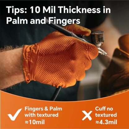 UYKKE 10mil Nitrile Gloves Disposable Rubber Latex Mechanic Gloves,Industrial Disposable Mechanic Latex Rubber Mechanics Glove Heavy Duty Nitrile Glove XL with Diamond Textured(101, X-Large)