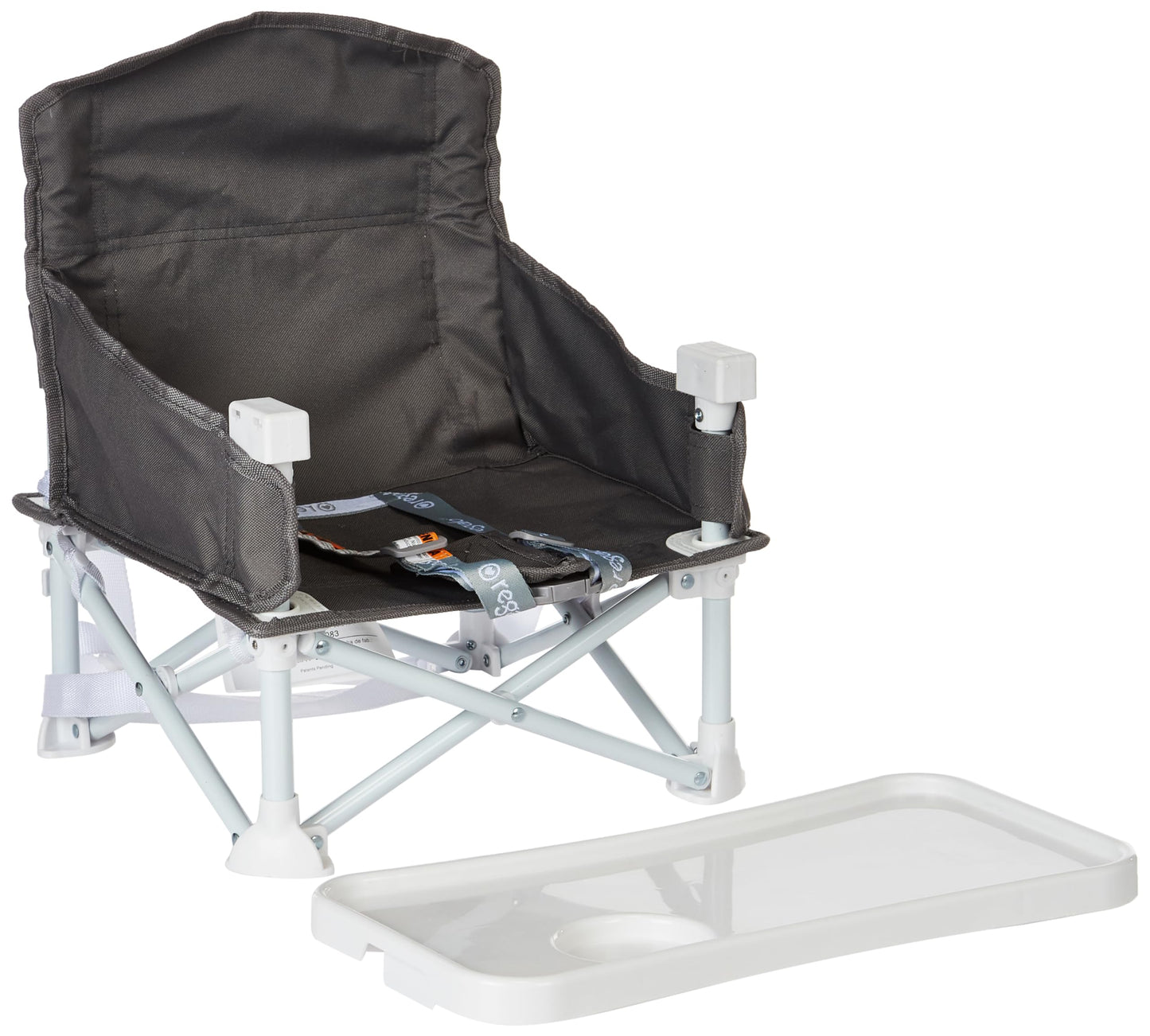 Regalo My Chair 2-in-1 Portable Travel Booster Seat & Activity Chair, Bonus Kit Includes, Oversized Removable Tray with Cup Holder, Gray