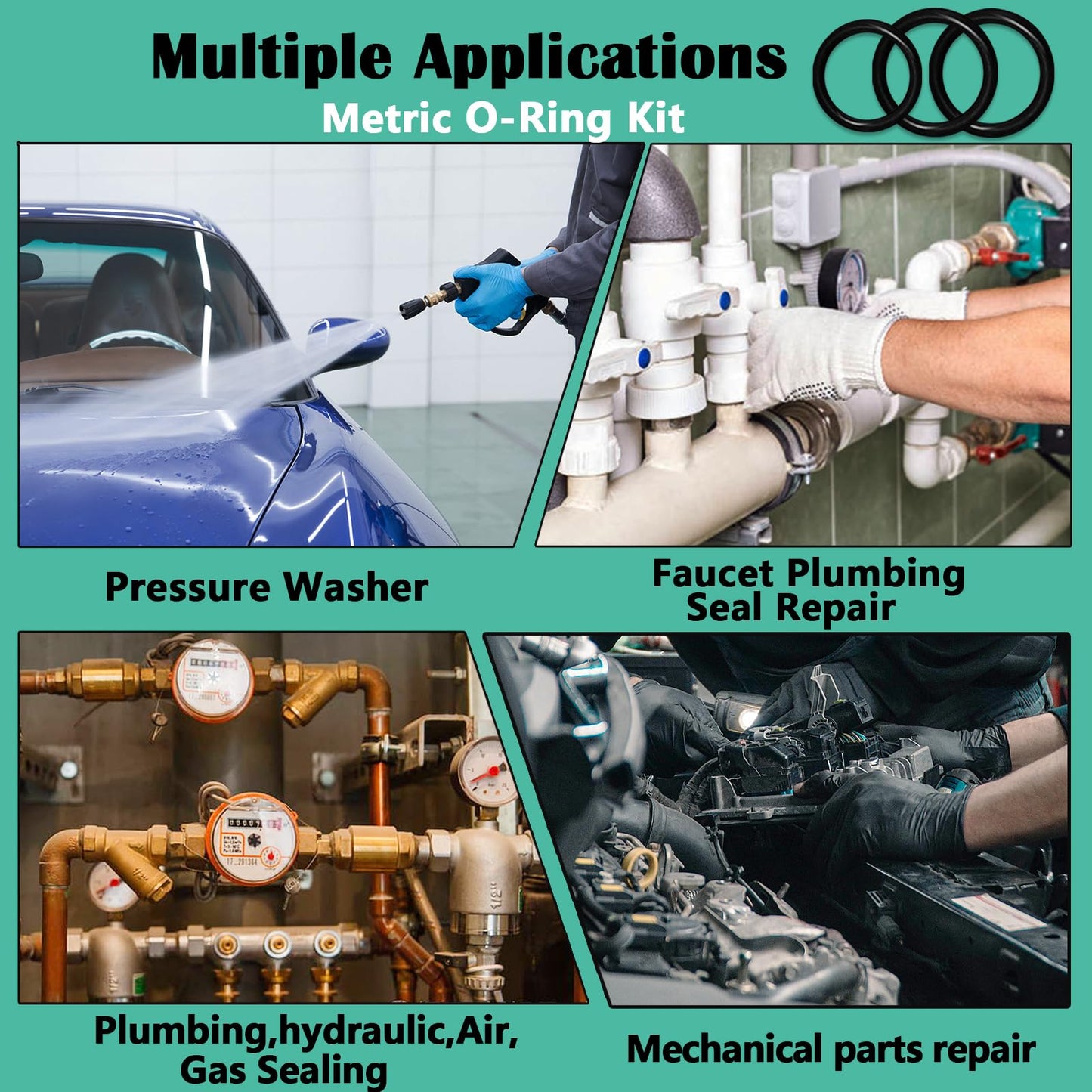 XBVV 1020 Pcs O Ring Kit 20 Size Nitrile Rubber O Ring Assortment Set for Car Auto Vehicle Repair Faucet Plumbing Air or Gas Sealing Connections Resist Oil and Heat