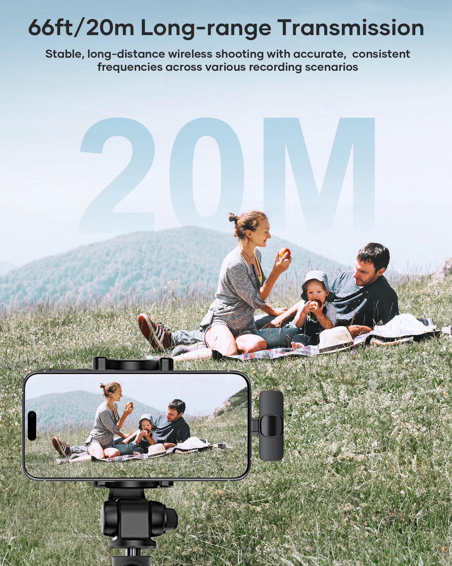 2 Pack Wireless Lavalier Microphone for iPhone iPad and Android Phone, Lapel Mic Plug and Play Wireless Mic Noise Reduction Mini Microphone for Video Recording Interview Podcast Vlog YouTube Tiktok