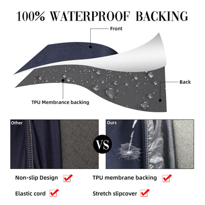 SUKAIKEQA 14Pcs Patio Cushion Covers Waterproof, Cushion Covers, Stretch Couch Covers, Patio Couch Slipcovers, Patio Cushion Covers Replacement, Outdoor Chair Cushion Covers (Navy Blue)