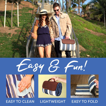 scuddles 60" x 60" Extra Large Outdoor Picnic Blanket – Waterproof, Foldable Travel Mat for Beach, Camping, Grass, Lawn, Park, Summers – Dual Layer, Soft Throw Rug Fits 4 Adults