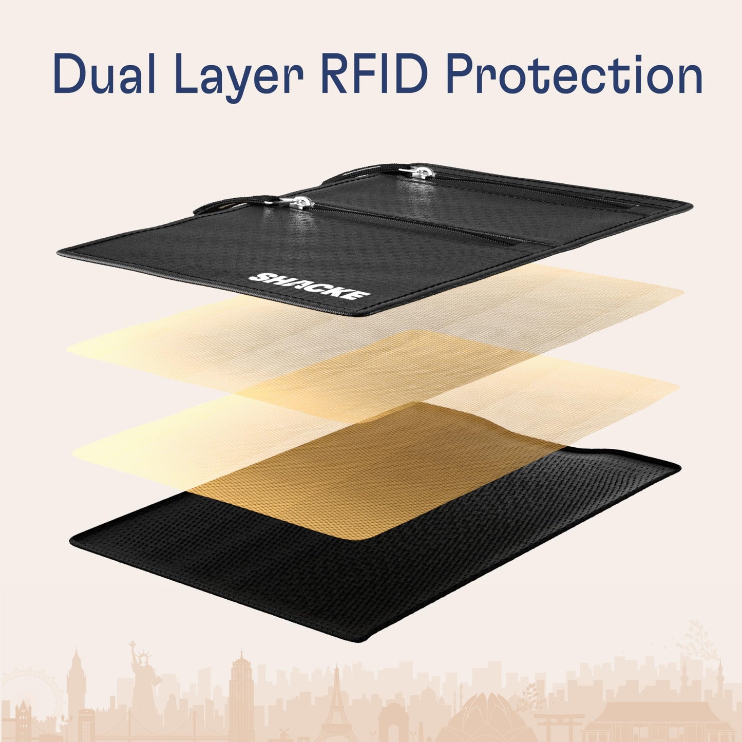 Shacke Hidden Travel Belt Wallet w/RFID Blocker (Black with Black Strap)