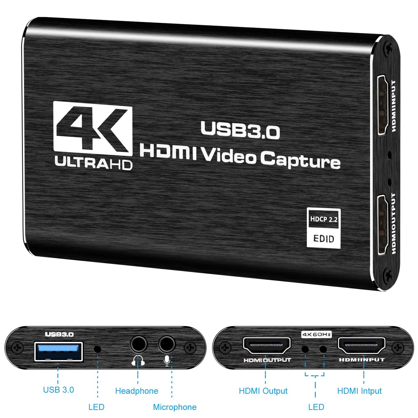 Capture Card Nintendo Switch, 4K HDMI Video Capture Card, 1080P 60FPS, HDMI to USB 3.0 Capture Card for Streaming Work with Camera/Xbox/PS4/PS5/PC/OBS