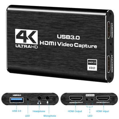 Capture Card Nintendo Switch, 4K HDMI Video Capture Card, 1080P 60FPS, HDMI to USB 3.0 Capture Card for Streaming Work with Camera/Xbox/PS4/PS5/PC/OBS