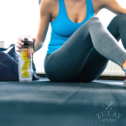 Zulay Fruit Infuser Water Bottle - 34oz - Leakproof With Full-Length Infusion Rod - Men Women's Ideal Fitness Gift Or For Gym, Camping - Black