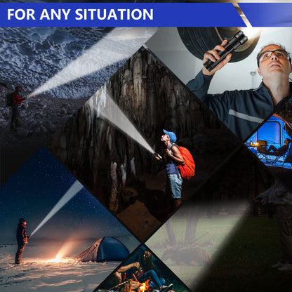 Esgofo Flashlights High Lumens Rechargeable, 2000 Lumens Super Bright Handheld LED Flash Light, Powerful Emergency Linternas, Waterproof, Long Lasting, for Hiking Camping Gift
