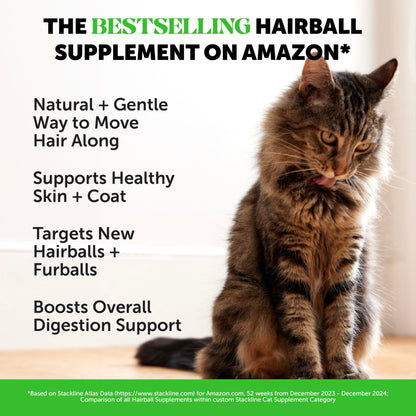 Cat Hairball Support Crunchy & Creamy Chews, Hairball Remedy Cat Treats, Furball Treatment, Supports Skin & Coat, Digestion, Vitamins & Hairball Medicine, Chicken (90-Day Supply)