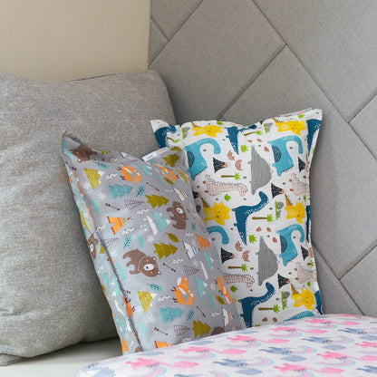 ALVABABY Toddler Pillowcases 2 Pack Organic Cotton Kids Pillow Cover Fit 13"x 18" or 12"x16" Envelope for Girl Boy Sleepy Travel Dinosaur Bear