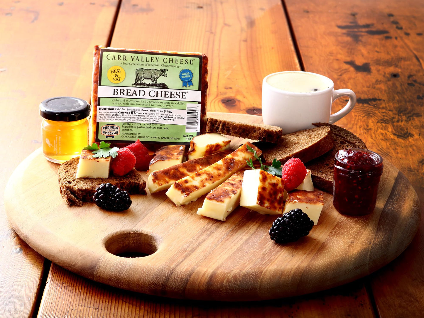 Carr Valley Bread Cheese® 3-Pack | Original Flavor | (3) 6 oz Pieces | Authentic Wisconsin Heat & Eat Grilling Cheese