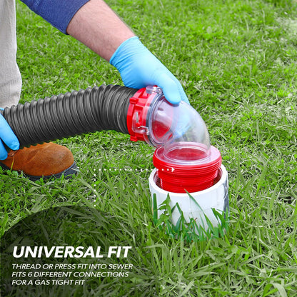 Valterra 15-Foot Dominator RV Sewer Hose Kit, Universal Sewer Hose for RV Camper, Includes 15-Foot Hose with Rotating Fittings, 90 Degree ClearView Sewer Adapter, and 2 Drip Caps