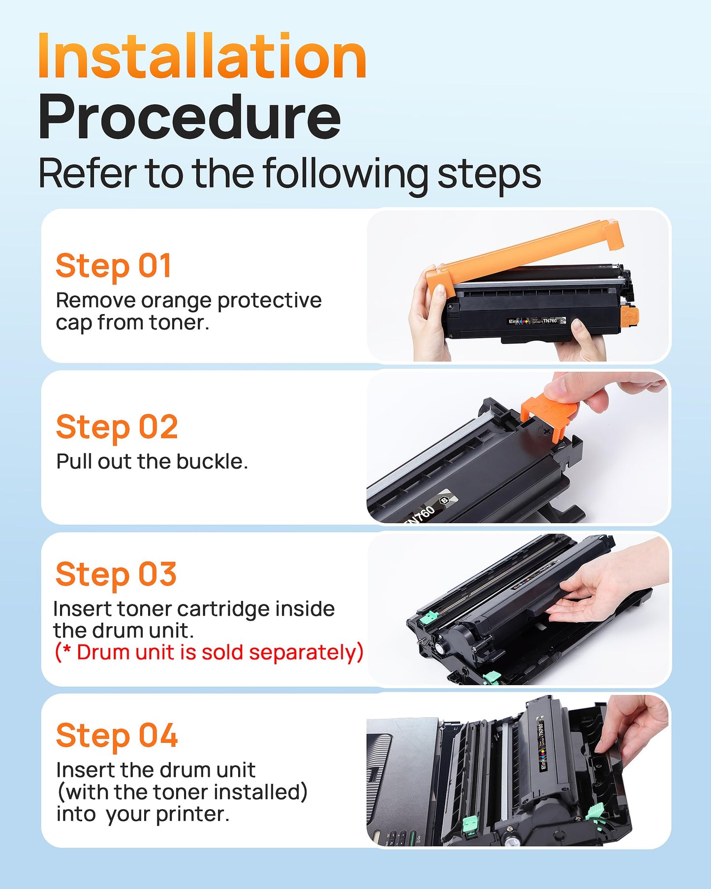 E-Z Ink Compatible TN760 Toner Cartridges Replacement for Brother TN-760 TN730 TN-730 to Use with HL-L2350DW HL-L2395DW HL-L2390DW HL-L2370DW MFC-L2750DW MFC-L2710DW DCP-L2550DW (Black, 4 Pack)