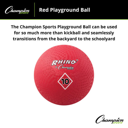 Champion Sports 10 Inch Playground Ball, Red
