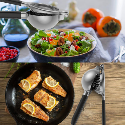 RCMo Stainless Steel Lemon Squeezer - Metal Citrus Juicer - Lime Lemon and Fruit Juicer with Silicone Handles - Large Manual Citrus Press Juicer - Hand Held Squeezer - Ergonomic Design with Solid