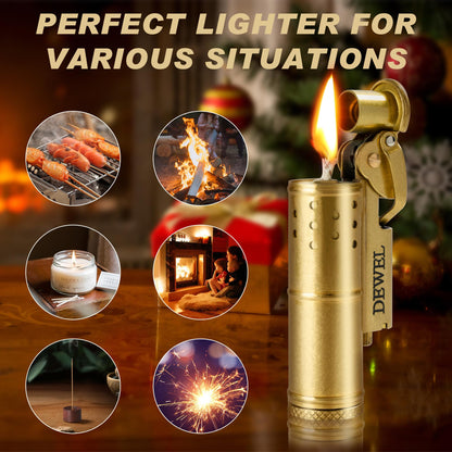 Vintage Copper & Brass Wheel Lighter - Reusable, Windproof, Cool Pressure- Unique Birthday Gift