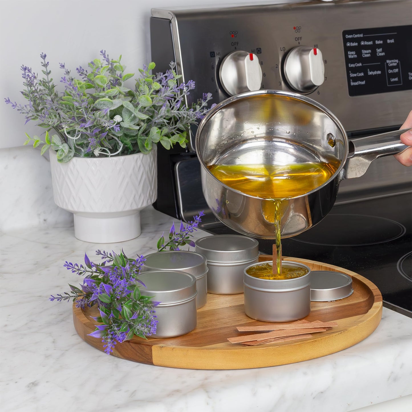 Cornucopia Brands 4-Ounce Metal Tins/Candle Tins (24-Pack); Round Containers w/Slip-On Lids for Party Favors, Candle Making, Spices, Gifts