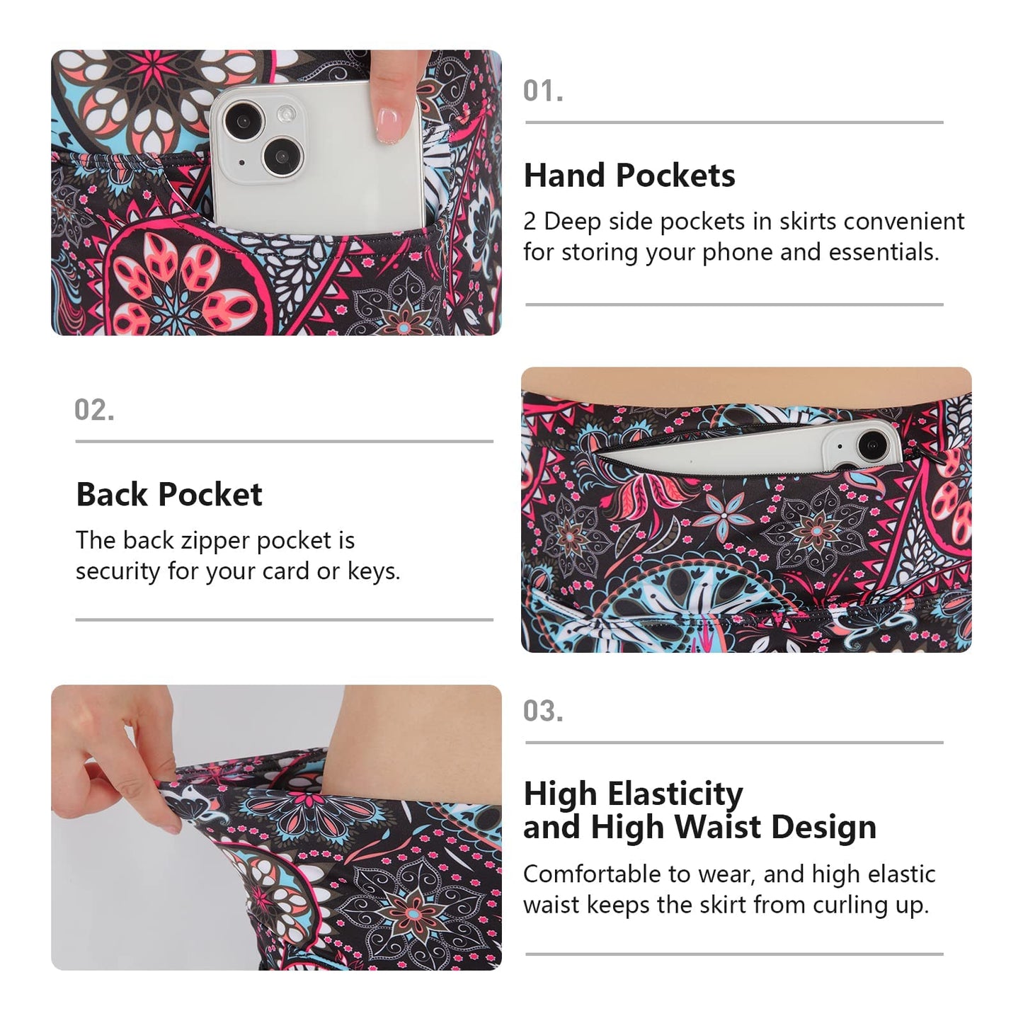 CZRLHYT Women's Skorts Skirts 25" Knee Length Modest Athletic Skirts with Pockets Sunflower S