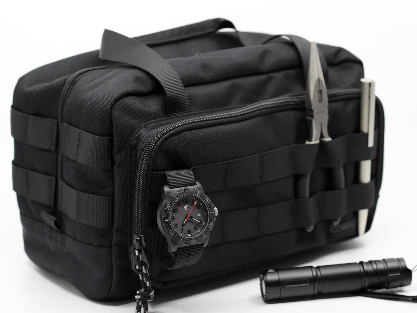 Coreflex Heavy Duty 12-Inch Multi-Purpose Tool Bag - Tactical, EDC, Range, Work Bag for Mechanics, Electricians, Carpenters, Builders, Plumbers - 12" X 7" X 7" (Black)