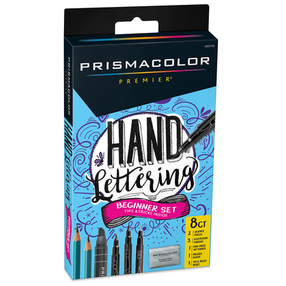 Prismacolor Premier Beginner Hand Lettering Set With Illustration Markers, Art Markers, Pencils, Eraser And Tips Pamphlet, Adult Coloring, 8 Count