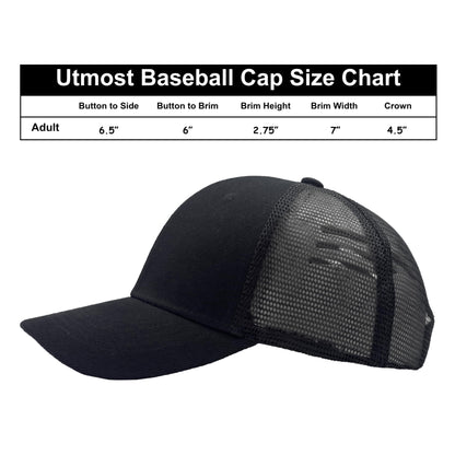 Utmost Structured Baseball Cap with Adjustable Closure - Performance Hat for Outdoor Activities and Custom Embroidery (1pc Black/Mesh)
