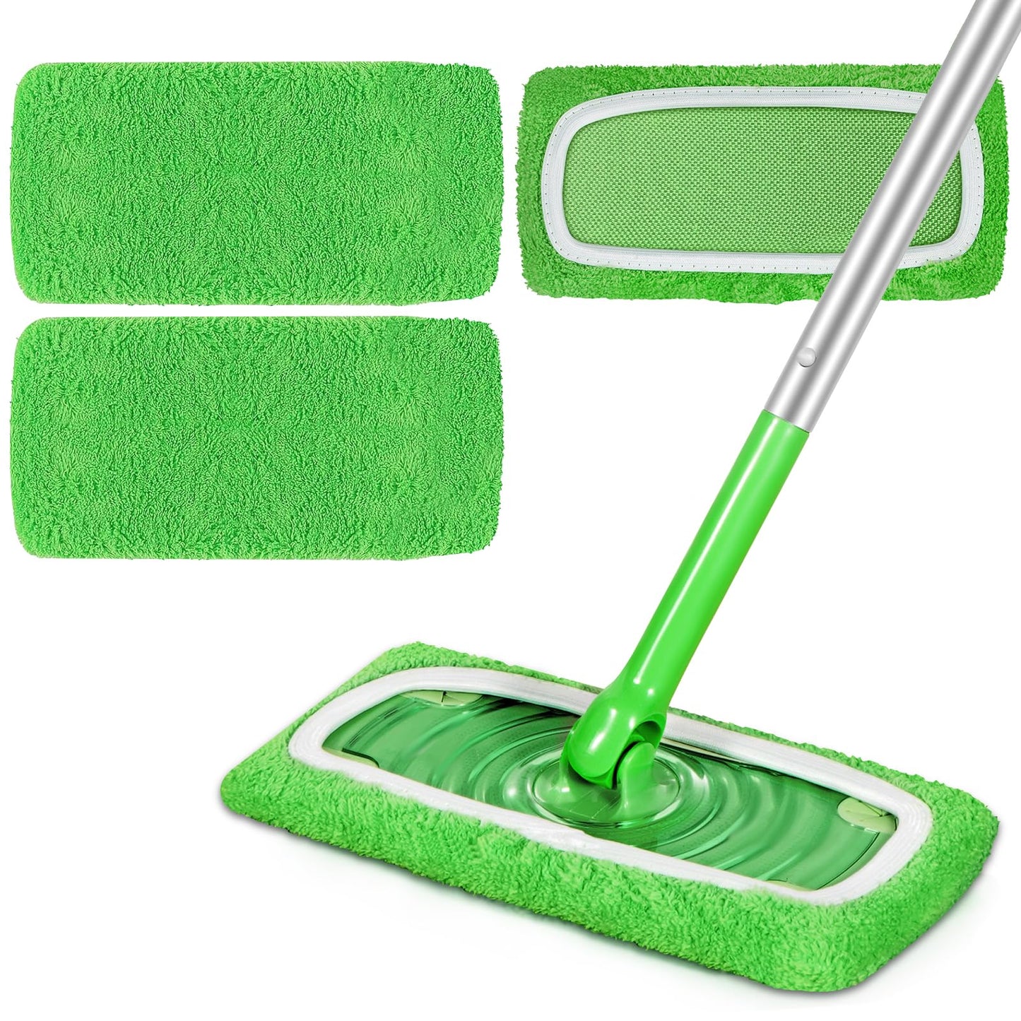 ZHAYAO Reusable Microfiber Mop Pads Compatible with Swiffer Sweeper, 3 Pack Dry Sweeping Cloths & Wet Mopping Cloths, Washable Pads for Hardwood Floor Cleaning (Mop is Not Included)