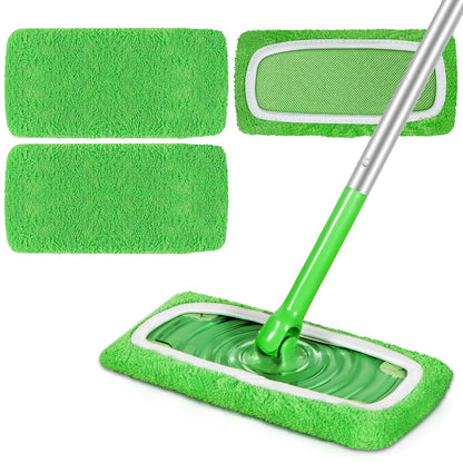 ZHAYAO Reusable Microfiber Mop Pads Compatible with Swiffer Sweeper, 3 Pack Dry Sweeping Cloths & Wet Mopping Cloths, Washable Pads for Hardwood Floor Cleaning (Mop is Not Included)
