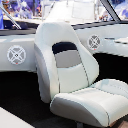 Pyle 6.5 Inch Marine Speakers (Pair) - 2-way IP-X4 Waterproof and Weather Resistant Outdoor Audio Dual Stereo Sound System with 600 Watt Power and Low Profile Design - Pyle PLMR652W (White)