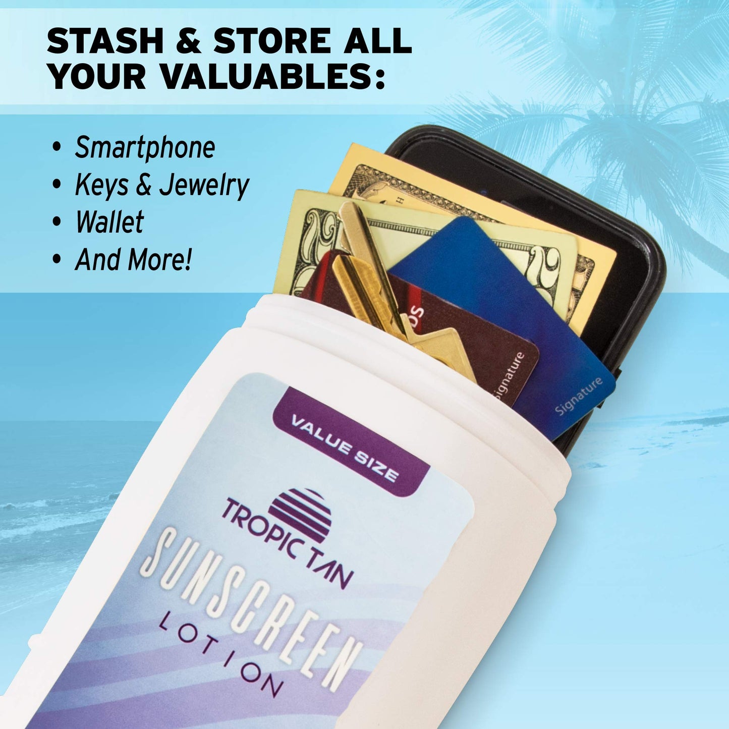 GoPong Sunscreen Diversion Safe Bottles 2 Pack - Safely Hides Your Valuables