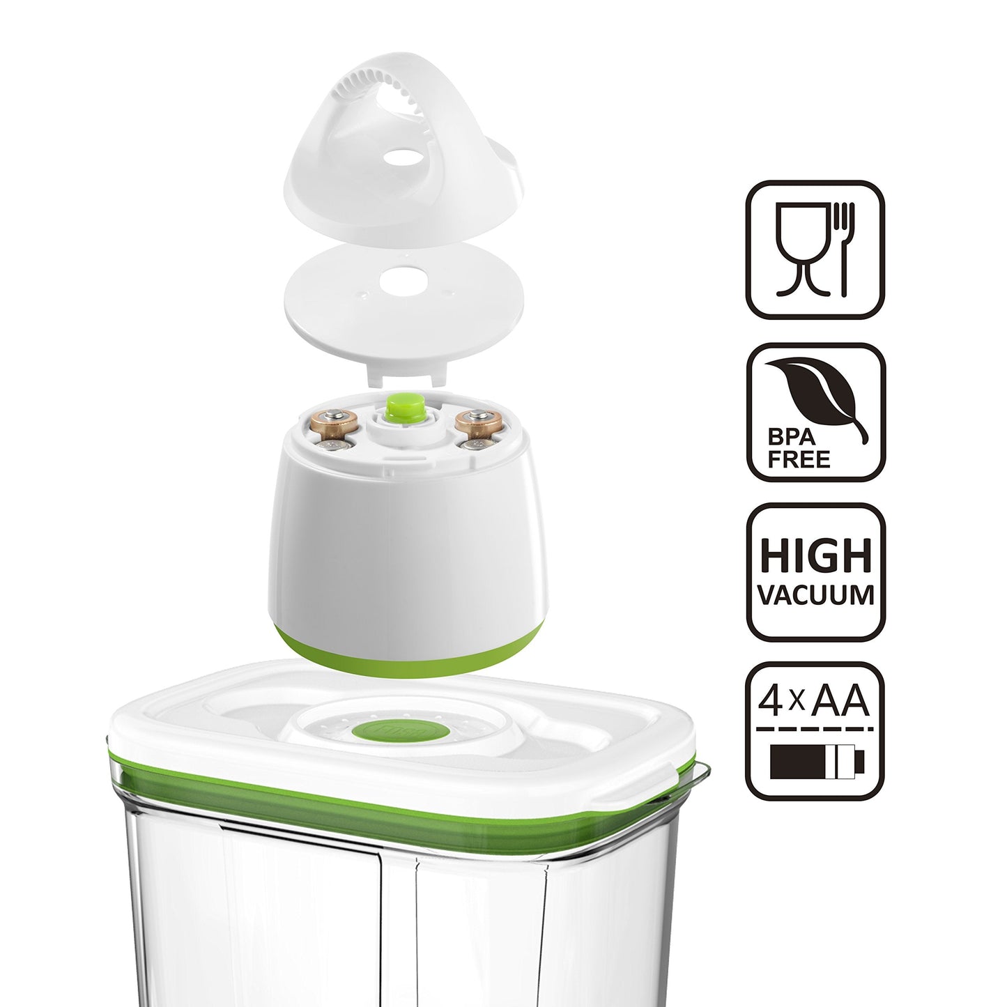 FOSA Vacuum Seal Food Storage System - Reusable Containers Starter Set with Vacuum Pump & 2 Large Stackable Containers for Freshness