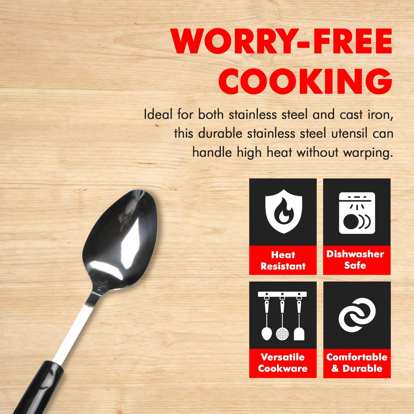 Chef Craft Select Basting Spoon, 12.5 inch, Stainless Steel