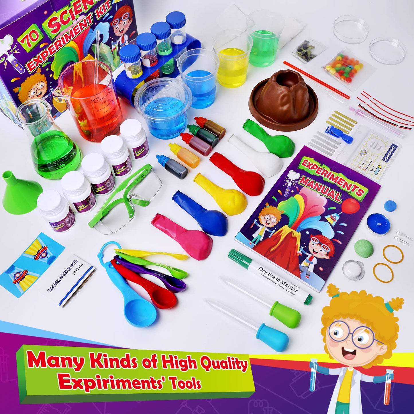 UNGLINGA 70 Lab Experiments Science Kits for Kids Educational Scientist Toys Birthday Gifts Idea for Girls Boys, Chemistry Set, Erupting Volcano, Fruit Circuits, S.T.E.M Activities Science Project