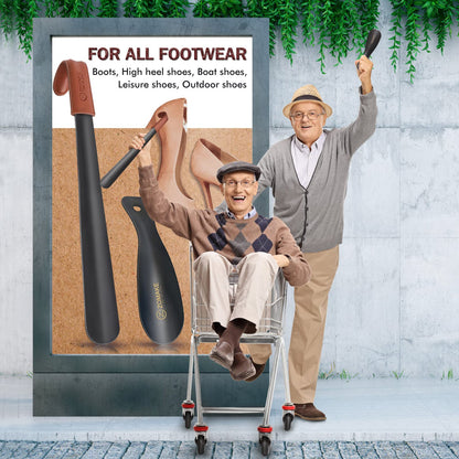 ZOMAKE Shoe Horn Long Handle for Seniors Men Women,Metal Long Shoehorn Boot Horn 16.5",Travel Small Shoe Spoon Helper for Kids 7.5"