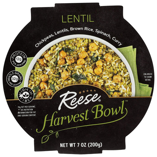 Reese Lentil Harvest Bowl | Chickpeas, Brown Rice, Spinach | High in Fiber & Protein (Pack of 8)