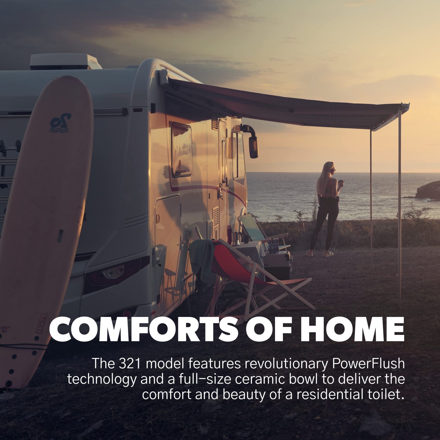 Dometic 302321681 320 Series Low Profile Toilet, White