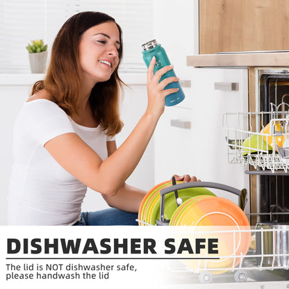 Fanhaw 20 Oz Insulated Stainless Steel Water Bottle with Chug Lid - Leak & Sweat Proof with Anti-Dust Lid (Green Blue)