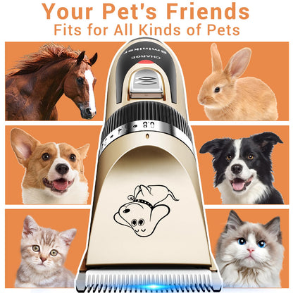 Sminiker Professional Rechargeable Cordless Dogs Cats Horse Grooming Clippers - Professional Pet Hair Clippers with Comb Guides for Dogs Cats Horses and Other House Animals Pet Grooming Kit