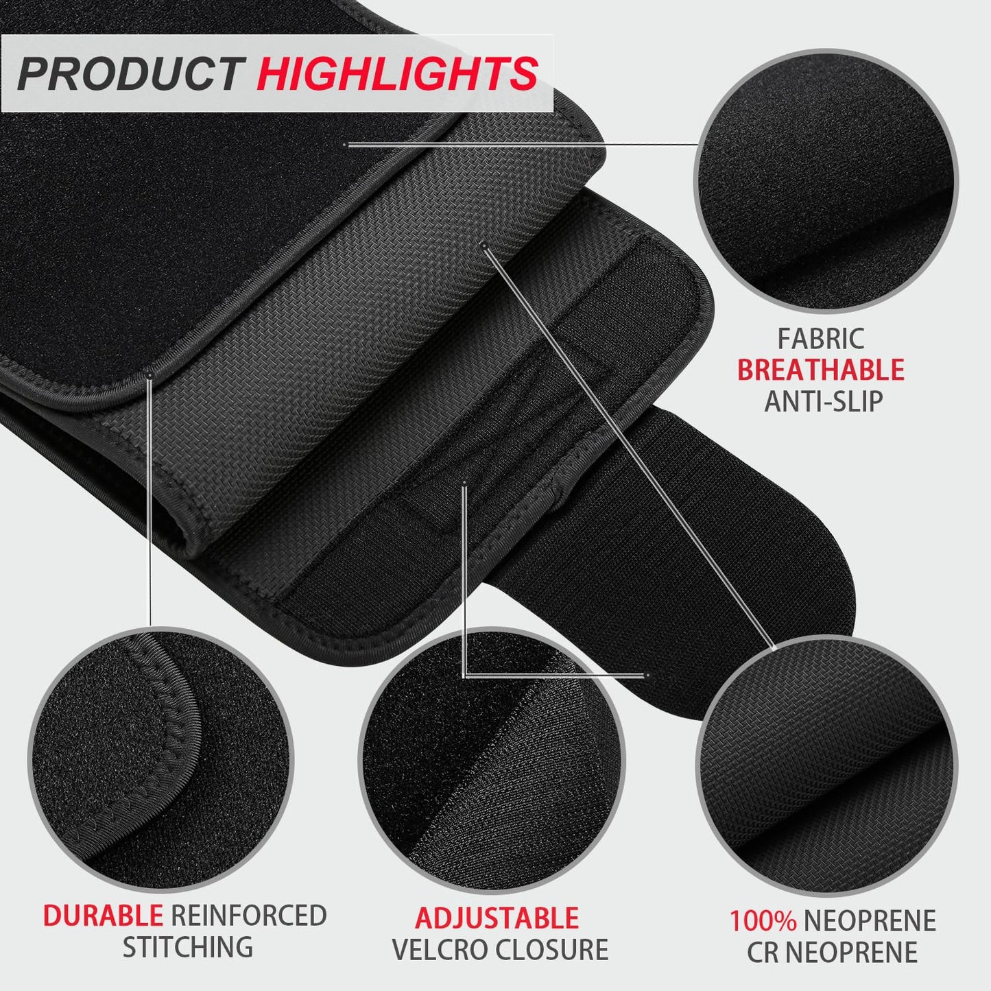 Viyafit Waist Trimmer Belt, Premium Waist Trainer for Women & Men Weight Loss Red