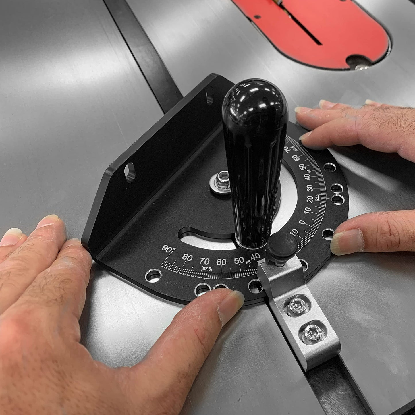 Fulton Precision Table Saw Miter Gauge With Positive Stops | Standard Slot - 3/4” x 3/8” | Steel Bar w/Adjustable Spring Loaded Plungers & Removable Retaining Disc | Woodworking Table Saw Accessories