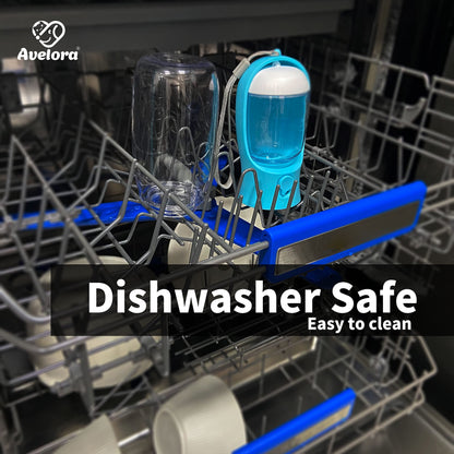 AVELORA Dog Water Bottle,Portable Pet Water Bottle with Food Container,Outdoor Portable Water Dispenser for Cat,Puppy,Pets for Walking,Hiking,Travel,Puppy Essentials,Dog Stuff(19oz)