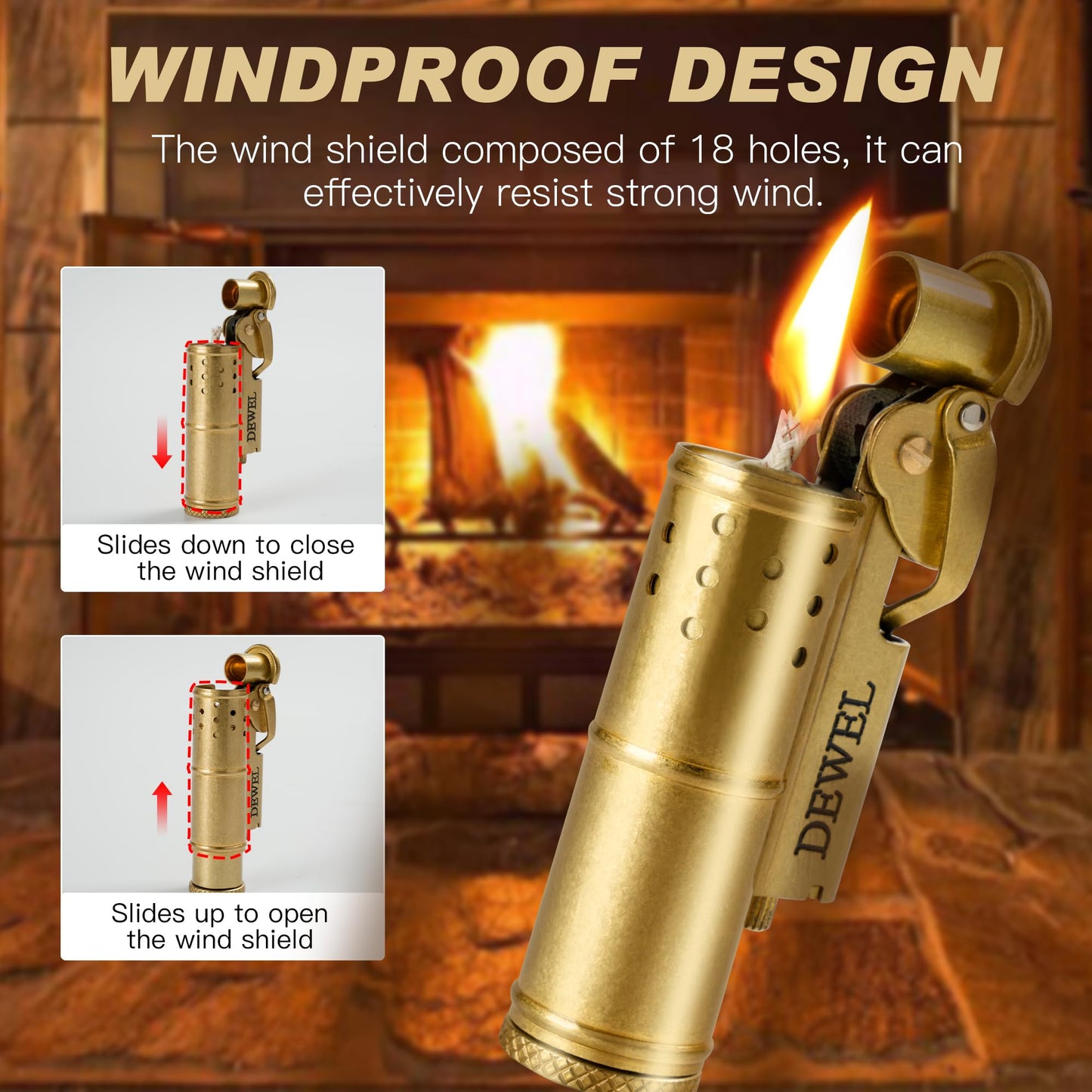 Vintage Copper & Brass Wheel Lighter - Reusable, Windproof, Cool Pressure- Unique Birthday Gift