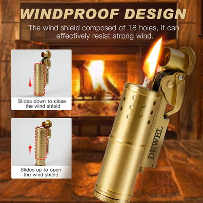 Vintage Copper & Brass Wheel Lighter - Reusable, Windproof, Cool Pressure- Unique Birthday Gift