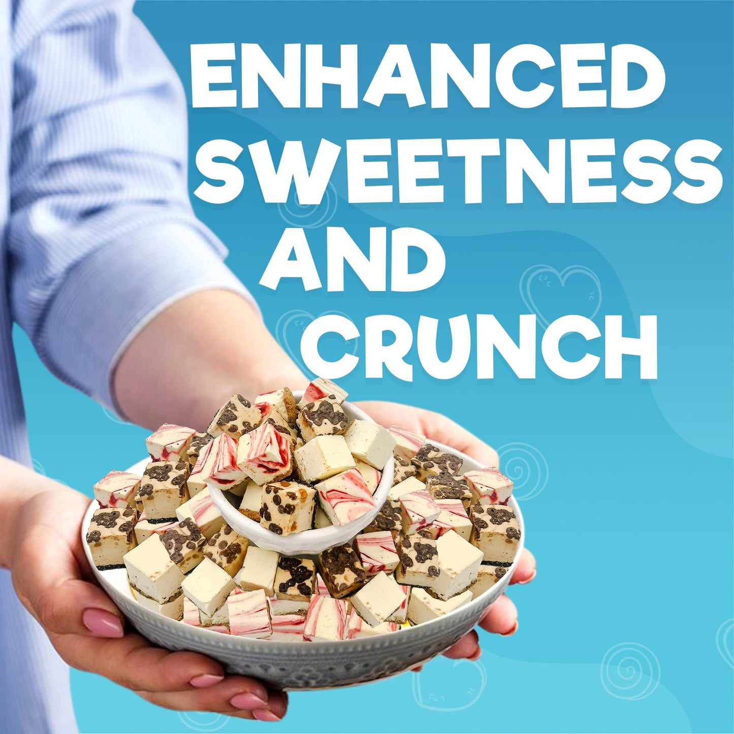 Freeze Dried Cheesecake Bites New York Style 4.1oz - Caramel, Chocolate Chip and Strawberry Cheesecake Swirl Freeze Dried Dessert - Mini Chocolate Cheesecake Bites in Resealable Bag - Ideal Gift Snack