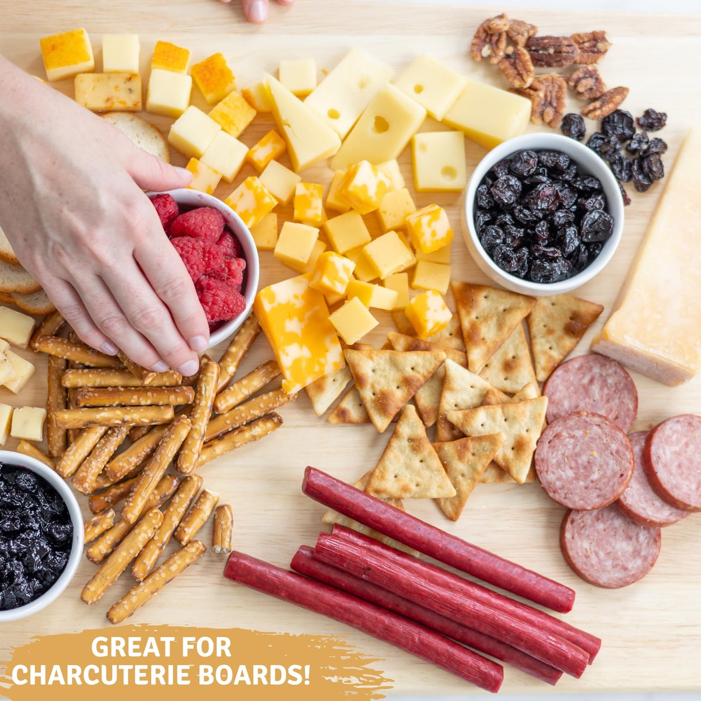 Wisconsin Cheese Company - Specialty 100% Wisconsin Cheese Block Assortment Sampler - (Pack of 7 Blocks) Cheddar, Pepper Jack, Swiss, Gouda, Salami, Smoked Cheddar & Tomato Basil | Locally Sourced | Perfect for Parties, Charcuterie Boards and Birthday Gif