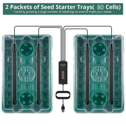 Sondiko Seed Starter Tray with Grow Light, 80 Cells Seed Starter Kit with Humidity Dome, Adjustable Brightness Plant Starter Trays, Indoor Plants Germination Kit(2 Pack)