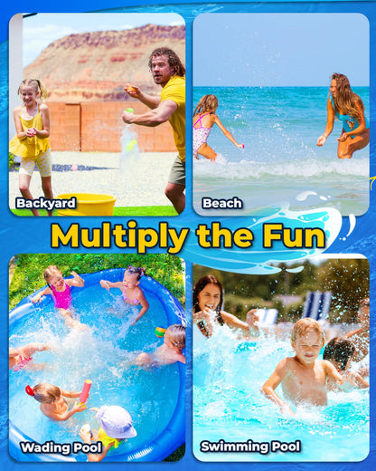 SOPPYCID Magnetic Reusable Water Balloons for Kids, Refillable Water Balls Quick Fill for Pool, Outdoor Games for Beach, Summer Toys for Kids 4-10 (10Pack)