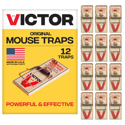 Victor Mouse Traps M150-12, Metal Pedal, Sustainably Sourced FSC Wood, Wooden Mouse Traps, 12 Medal Pedal Traps