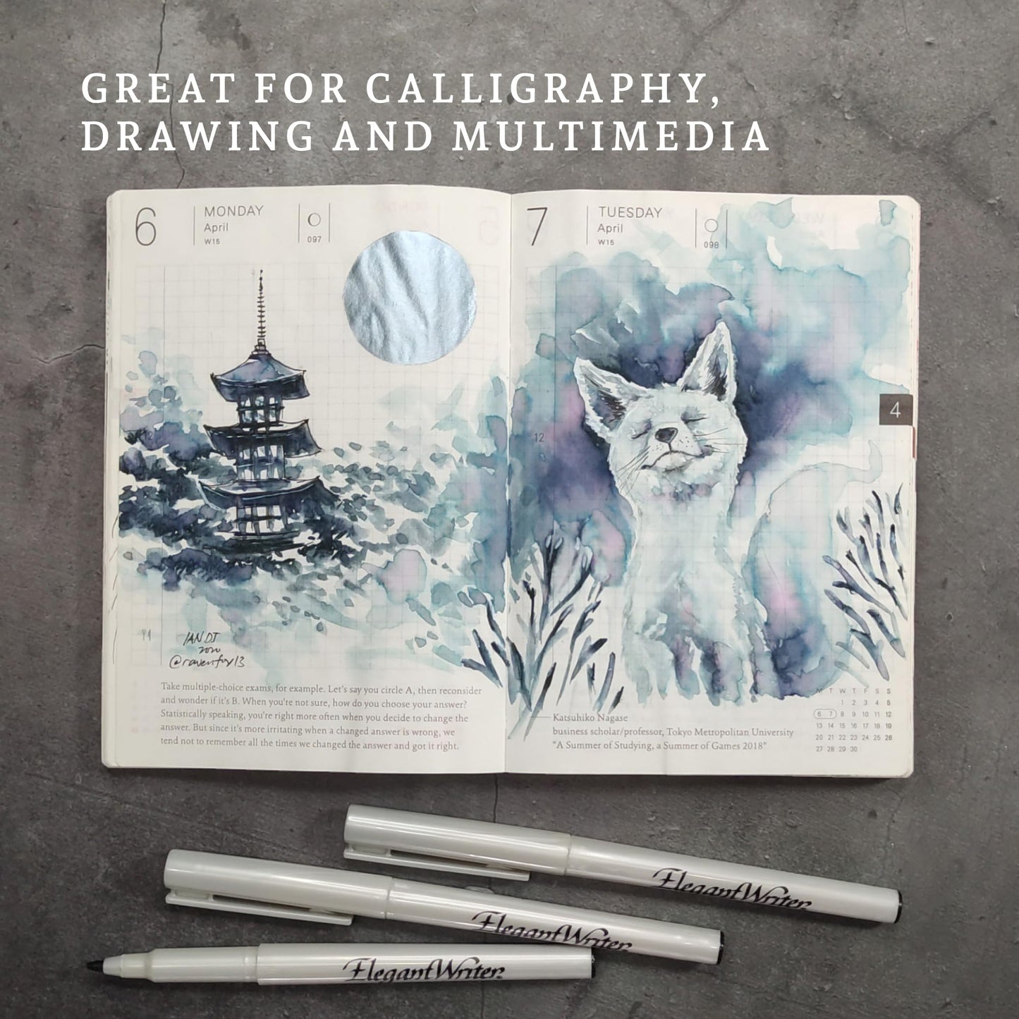 Speedball Elegant Writer Acid-Free Non-Toxic Water Based Calligraphy Marker, Chisel Tip, Assorted Size, Black, Set of 4