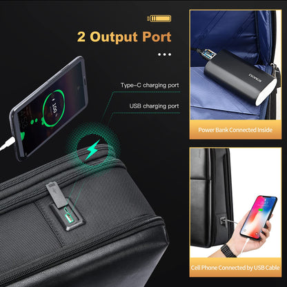 BOPai Business Smart Travel laptop Backpack Men 15.6 Inch USB Charging Waterproof 30L Large Expandable Convertible Friendly Carry Flight Approved Work Anti Theft Durable Black Rucksack