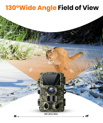 Dargahou Trail Camera - 4K 48MP Game Camera with Night Vision, 0.05s Trigger Motion Activated, IP66 Waterproof, 130 Wide-Angle with No Glow Infrared LEDs for Outdoor Wildlife
